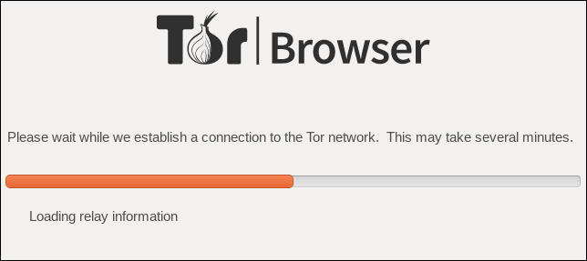 Barra de progresso de conexão do navegador Tor