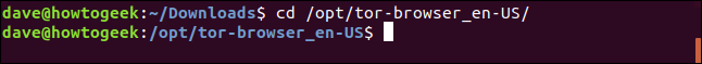 cd / opt / tor-browser_en-US em uma janela de terminal