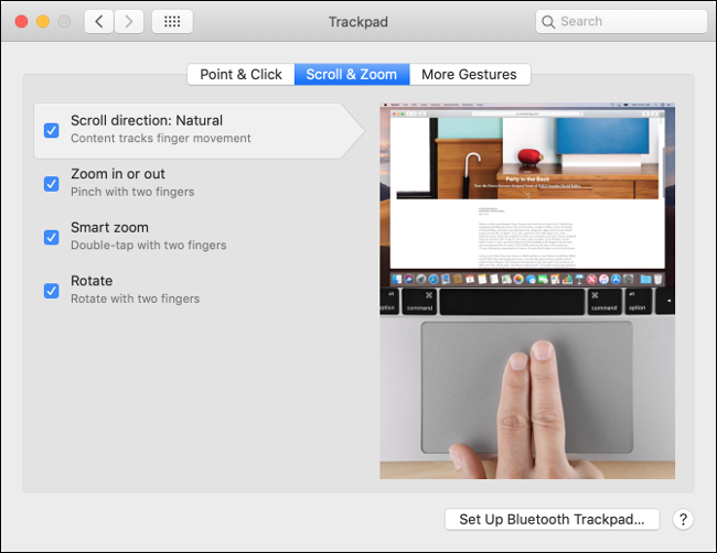 Personalize o comportamento do trackpad no macOS