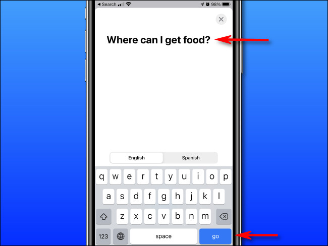 No Apple Translate no iPhone, digite o texto que deseja traduzir usando o teclado na tela e toque em "ir".