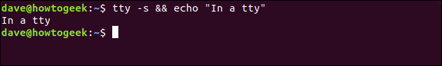 "In a tty" em uma janela de terminal