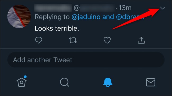 Twitter Mobile Ocultar respostas Clique na seta para baixo