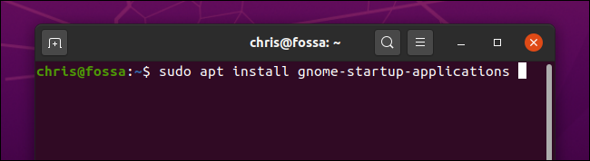 Instalando a ferramenta de aplicativos de inicialização do GNOME no Ubuntu.