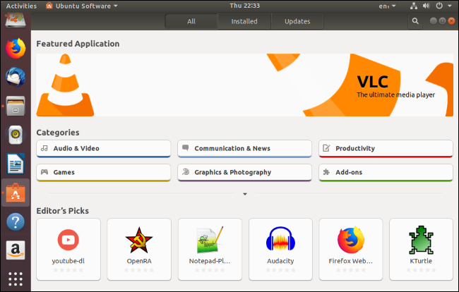 O aplicativo Ubuntu Software Center.