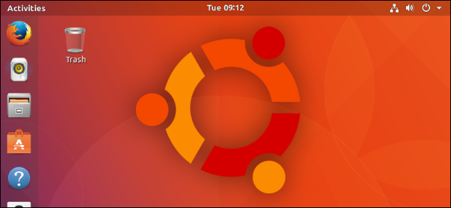 O logotipo do Ubuntu em um desktop.
