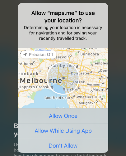 Um local "preciso: desativado" em um mapa no iOS 14.