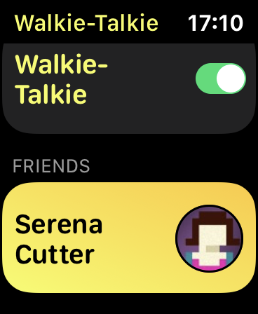 O aplicativo Walkie-Talkie no Apple Watch.