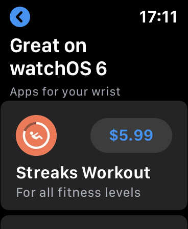 Download de um aplicativo da App Store em um Apple Watch.