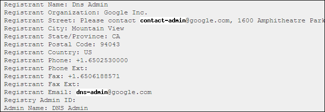 Whois-records-for-google-with-email-address