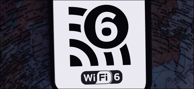 O logotipo do Wi-Fi 6 em um smartphone.