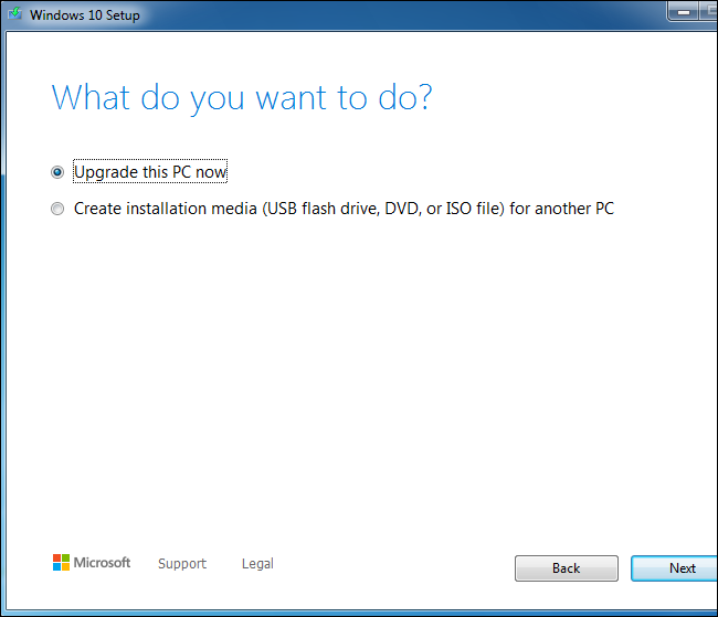 Usando a ferramenta de configuração do Windows 10 para atualizar um sistema Windows 7.
