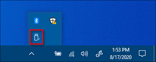 Clique com o botão direito no ícone Remover hardware com segurança no Windows 10.