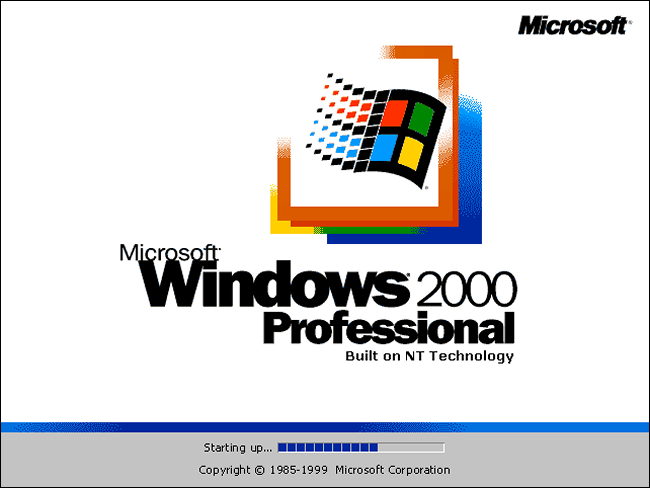 Tela inicial do Windows 2000 Professional
