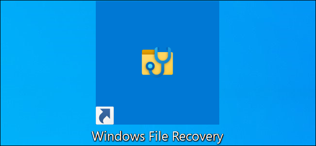 O atalho de recuperação de arquivos do Windows em uma área de trabalho do Windows 10.