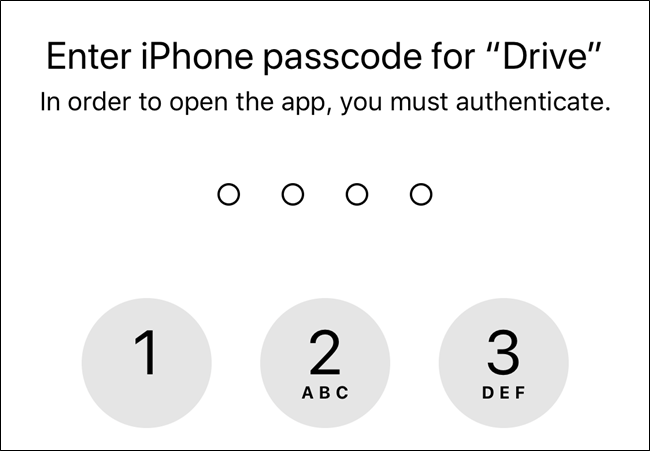 Sem permissões, o Google Drive usará a senha da tela de bloqueio do seu dispositivo