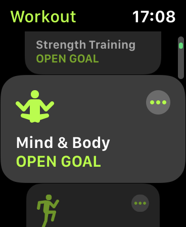 O tipo de treino "Mind & Body" no aplicativo Workout no Apple Watch.