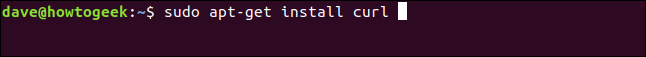 sudo apt-get install curl em uma janela de terminal