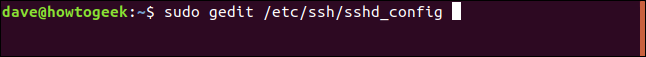 sudo gedit / etc / ssh / sshd_config em uma janela de terminal