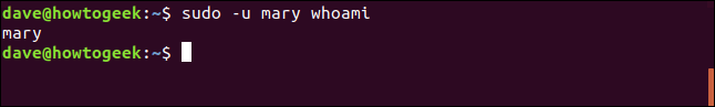 sudo -u whoami em uma janela de terminal