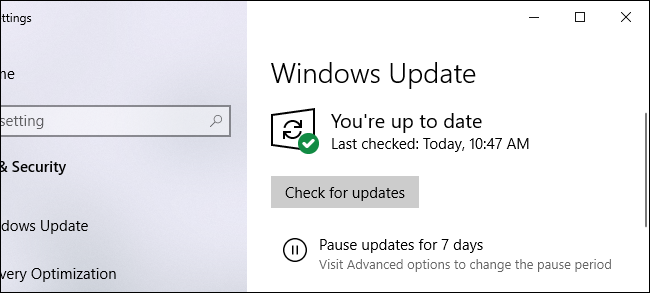 Windows Update dizendo que você está atualizado