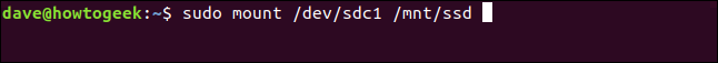 sudo mount / dev / sdc1 / mnt / ssd em uma janela de terminal