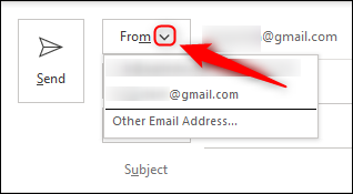 Clique em "De" e selecione a conta de e-mail que deseja usar no menu suspenso.