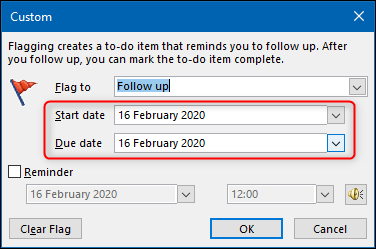 O painel "Personalizado" com as opções "Data de início" e "Data de vencimento" destacadas.