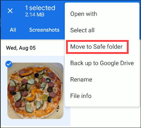 arquivos do google movem para a pasta segura