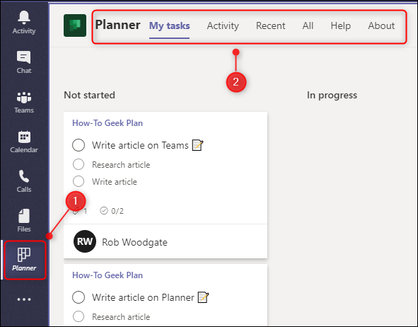 A visualização do Planner mostrando todas as tarefas atribuídas ao usuário.