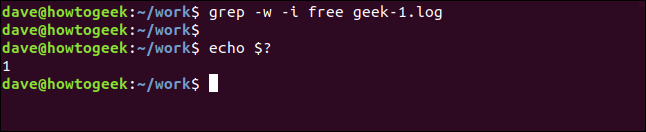 grep -w -i free geek-1.log em uma janela de terminal
