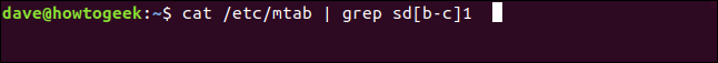 cat / etc / mtab |  grep sd [bc] 1 em uma janela de terminal