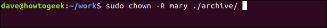 sudo chown -R mary ./archive/ em uma janela de terminal