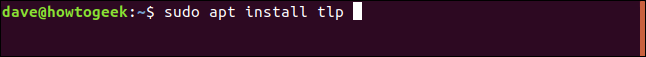 sudo apt instalar tlp em uma janela de terminal