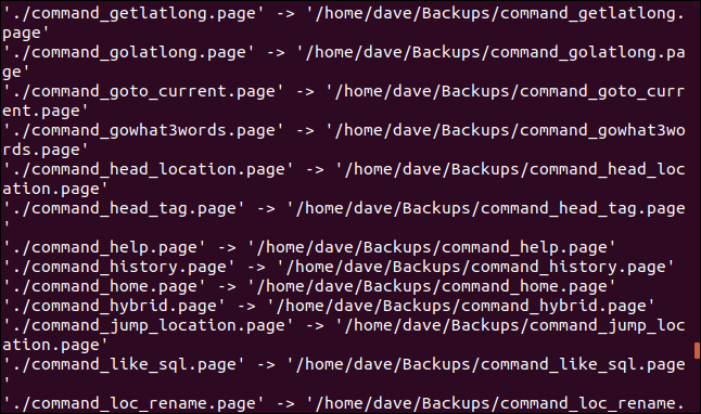 saída de xargs e cp em uma janela de terminal