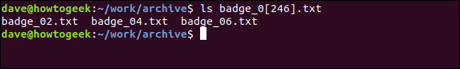Um comando "ls badge_0 [246] .txt" em uma janela de terminal.