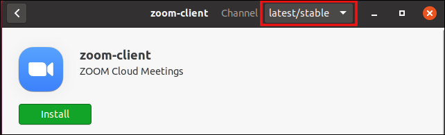 Aplicativo de armazenamento instantâneo do Ubuntu 20.04 com seleção de canal destacada