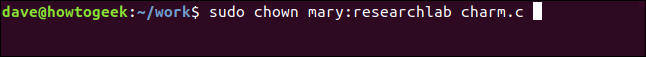 sudo chown mary: researchlab charme.c em uma janela de terminal