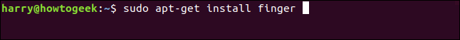 sudo apt-get install finger em uma janela de terminal