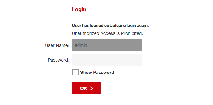 Uma página de "Login" do roteador.