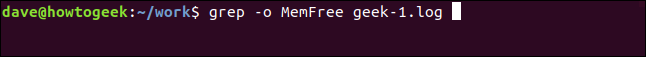 grep -o MemFree geek-1.log em uma janela de terminal