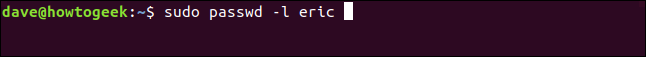sudo passwd -l eric em uma janela de terminal