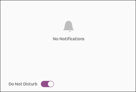 Área de notificação do Ubuntu 20.04 mostrando o botão liga / desliga global para notificações