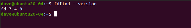 fdfind --version em uma janela de terminal.