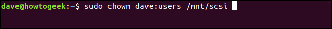 sudo chown dave: users / mnt / scsi em uma janela de terminal