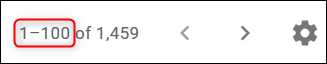 O aplicativo Gmail indica que está mostrando "1-100 de 1.459" e-mails.