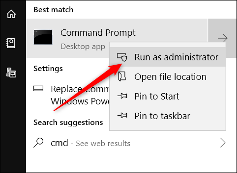 execute o prompt de comando como administrador