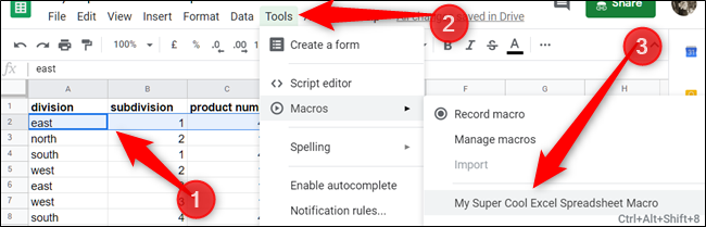 Se você fez uma macro referenciada relativa, realce as células e clique em Ferramentas> Macros> SeuNomeMacro para executar a macro