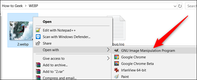 Abra um WebP com um aplicativo alternativo no Windows