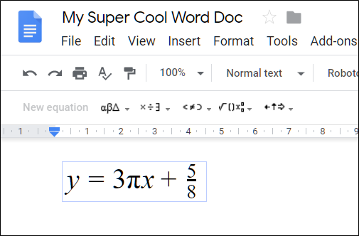 Um exemplo de equação matemática.