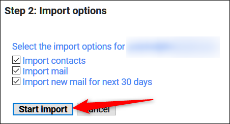 Escolha quais informações e dados você deseja importar e clique em “Iniciar importação”.